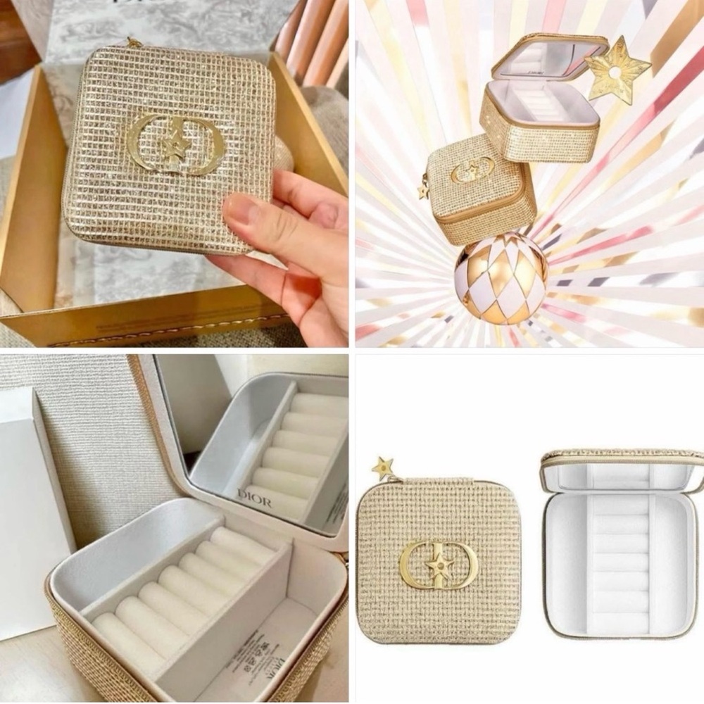 Dior Gold Textured Jewelry Case - New In Box